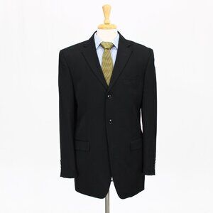 Jones New York 40L Black Solid 3-Button Sport Coat Blazer Jacket B781